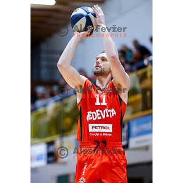 in action during Slovenian basketball SuperCup between Cedevita Olimpija and Krka in Polzela, Slovenia on September 24, 2025