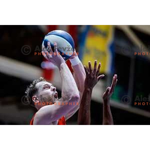 in action during Slovenian basketball SuperCup between Cedevita Olimpija and Krka in Polzela, Slovenia on September 24, 2025