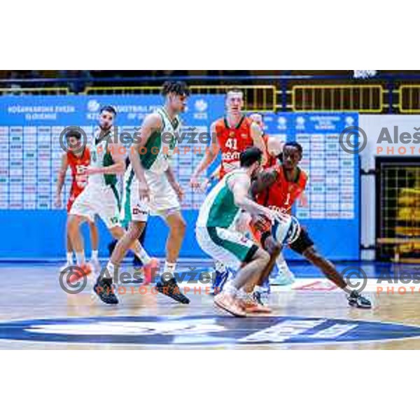 in action during Slovenian basketball SuperCup between Cedevita Olimpija and Krka in Polzela, Slovenia on September 24, 2025