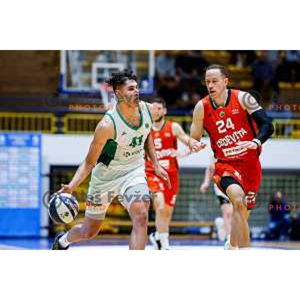 in action during Slovenian basketball SuperCup between Cedevita Olimpija and Krka in Polzela, Slovenia on September 24, 2025