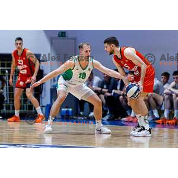 in action during Slovenian basketball SuperCup between Cedevita Olimpija and Krka in Polzela, Slovenia on September 24, 2025