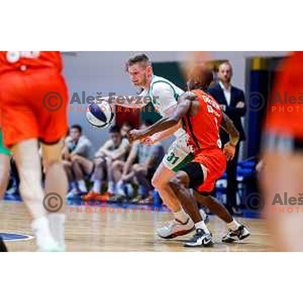 in action during Slovenian basketball SuperCup between Cedevita Olimpija and Krka in Polzela, Slovenia on September 24, 2025