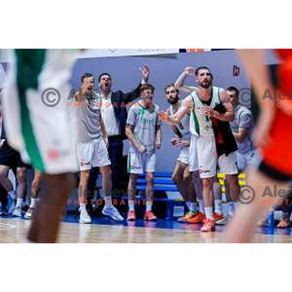 in action during Slovenian basketball SuperCup between Cedevita Olimpija and Krka in Polzela, Slovenia on September 24, 2025
