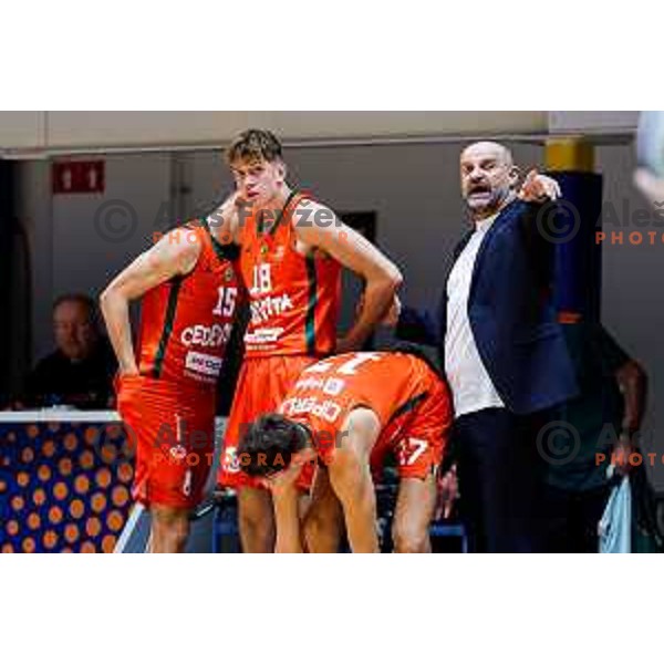 in action during Slovenian basketball SuperCup between Cedevita Olimpija and Krka in Polzela, Slovenia on September 24, 2025