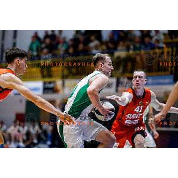 in action during Slovenian basketball SuperCup between Cedevita Olimpija and Krka in Polzela, Slovenia on September 24, 2025