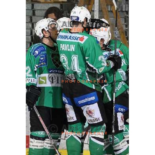 Mitchell, Pavlin at ice hockey match Tilia Olimpija- KAC in EBEL league, played in Hala Tivoli, Ljubljana, Slovenia 31.10.2008 