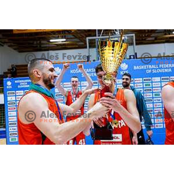 in action during Slovenian basketball SuperCup between Cedevita Olimpija and Krka in Polzela, Slovenia on September 24, 2025