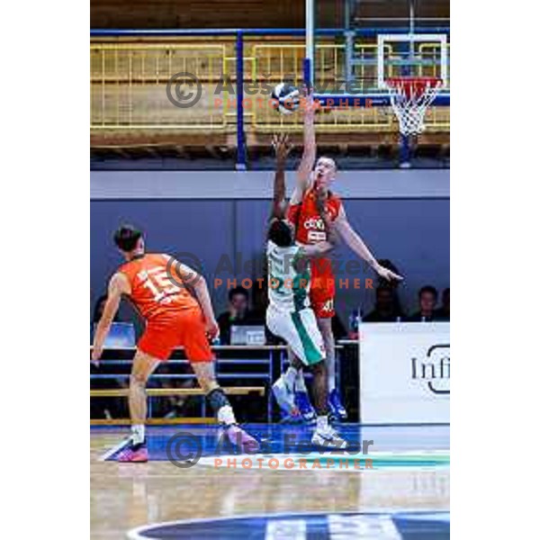 in action during Slovenian basketball SuperCup between Cedevita Olimpija and Krka in Polzela, Slovenia on September 24, 2025