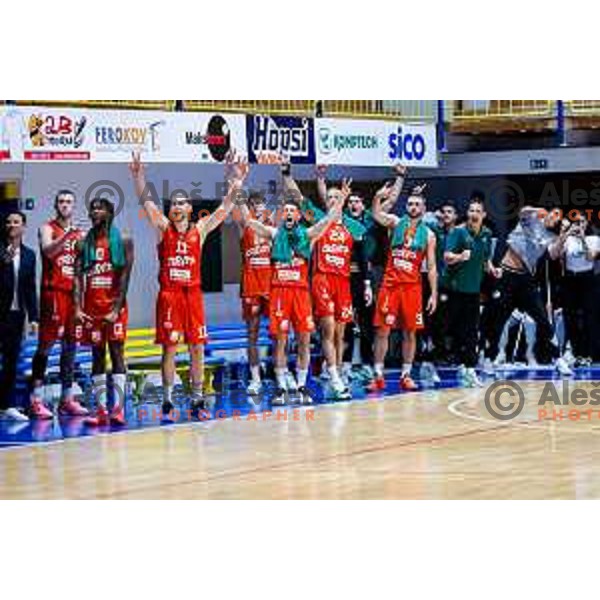 in action during Slovenian basketball SuperCup between Cedevita Olimpija and Krka in Polzela, Slovenia on September 24, 2025