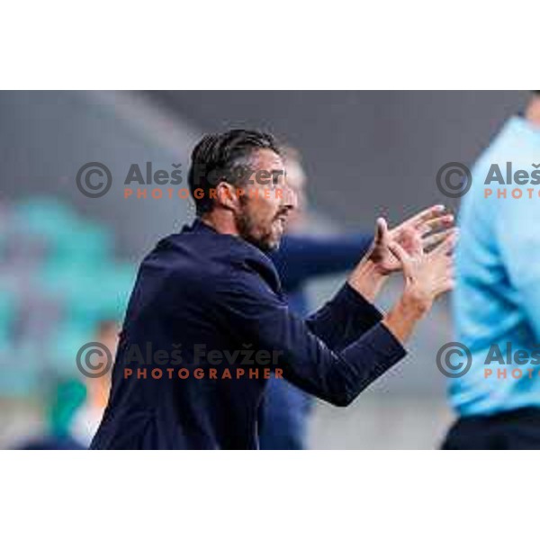 Federico Bessone, head coach of Olimpija during Slovenian basketball SuperCup between Cedevita Olimpija and Krka in Polzela, Slovenia on September 24, 2025
