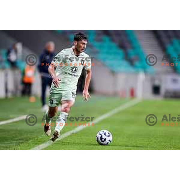 Dimitar Mitrovski in action during Slovenian basketball SuperCup between Cedevita Olimpija and Krka in Polzela, Slovenia on September 24, 2025