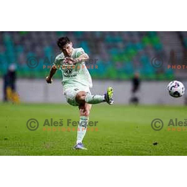 Antonio Marin in action during Slovenian basketball SuperCup between Cedevita Olimpija and Krka in Polzela, Slovenia on September 24, 2025