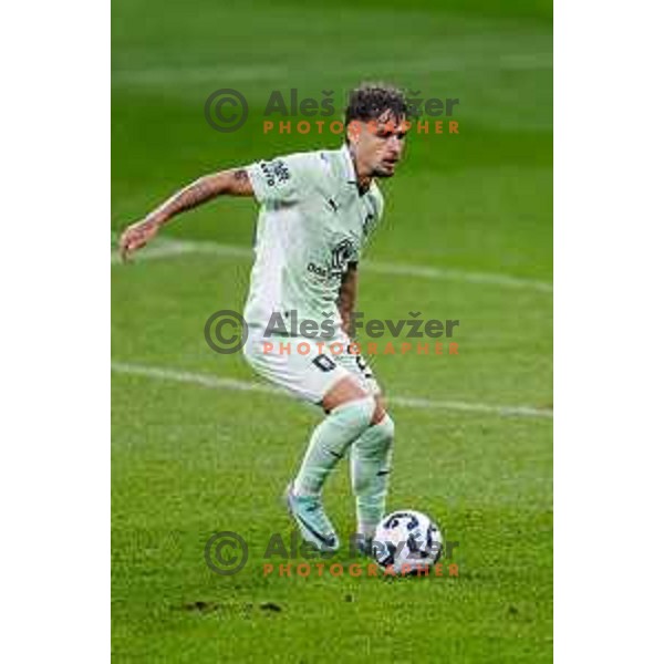 Diogo Pinto in action during Slovenian basketball SuperCup between Cedevita Olimpija and Krka in Polzela, Slovenia on September 24, 2025