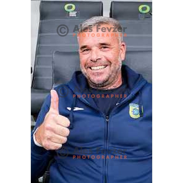 Tonci Zlogar, head coach of Domzale during Slovenian basketball SuperCup between Cedevita Olimpija and Krka in Polzela, Slovenia on September 24, 2025