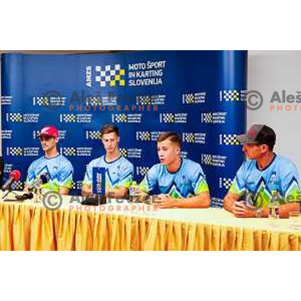 Tim Gajser, Jaka Peklaj, Jan Pancar and team leader Saso Kragelj at AMZS press conference before departure to Motocross Nations Cup 2025 in Ljubljana, Slovenia on September 25, 2025