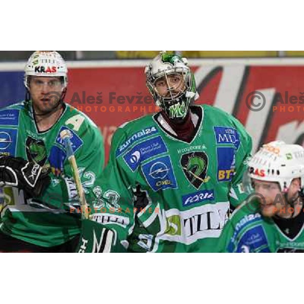 Kuznik and Morrison at ice hockey match Tilia Olimpija- KAC in EBEL league, played in Hala Tivoli, Ljubljana, Slovenia 31.10.2008 