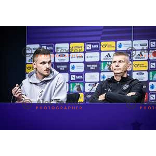 Azbe Jug and Radovan Karanovic at the NK Maribor press conference in Ljudski vrt, Maribor, Slovenia on September 26, 2025. Photo: Jure Banfi