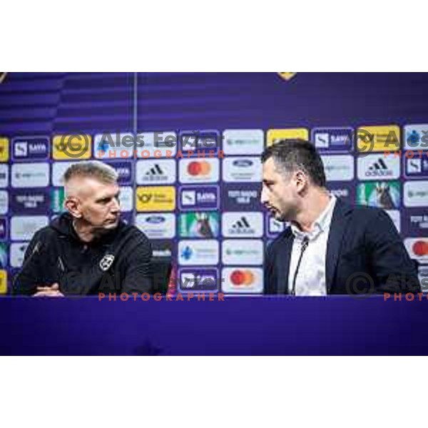 Radovan Karanovic and Cem Basgul at the NK Maribor press conference in Ljudski vrt, Maribor, Slovenia on September 26, 2025. Photo: Jure Banfi
