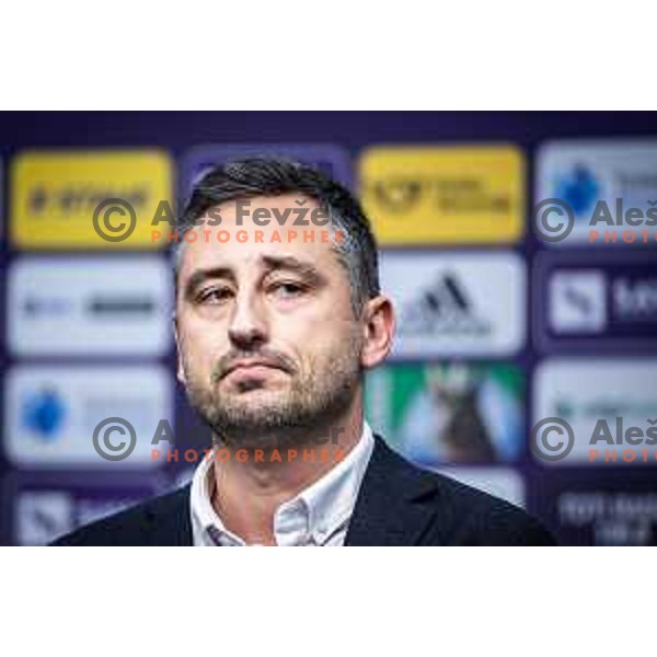 Cem Basgul at the NK Maribor press conference in Ljudski vrt, Maribor, Slovenia on September 26, 2025. Photo: Jure Banfi