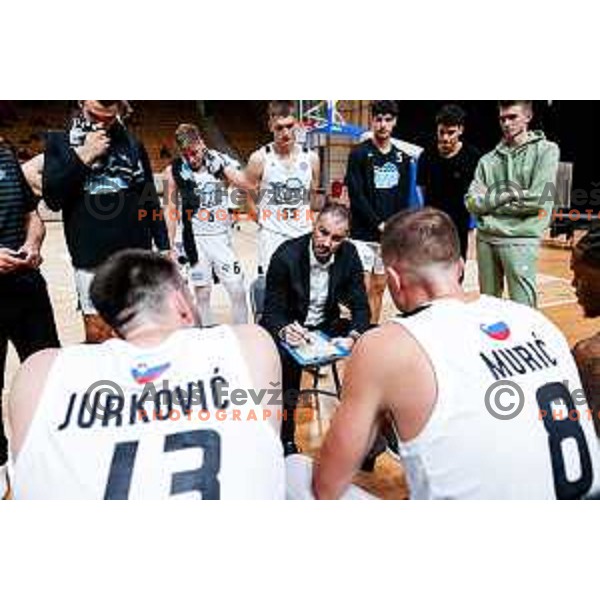 of Ilirija in action during OTP Bank League 2025/2026 basketball match between Ilirija and Terme Olimia Podcetrtek in Tivoli Hall, Ljubljana, Slovenia on September 26, 2025