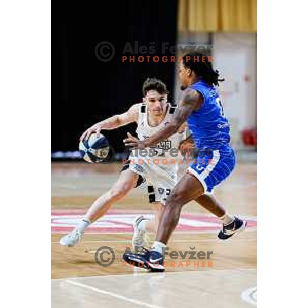 Luka Kures of Ilirija in action during OTP Bank League 2025/2026 basketball match between Ilirija and Terme Olimia Podcetrtek in Tivoli Hall, Ljubljana, Slovenia on September 26, 2025