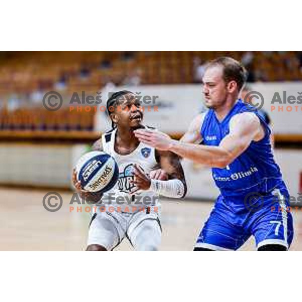 of Ilirija in action during OTP Bank League 2025/2026 basketball match between Ilirija and Terme Olimia Podcetrtek in Tivoli Hall, Ljubljana, Slovenia on September 26, 2025