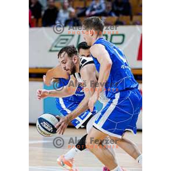 of Ilirija in action during OTP Bank League 2025/2026 basketball match between Ilirija and Terme Olimia Podcetrtek in Tivoli Hall, Ljubljana, Slovenia on September 26, 2025
