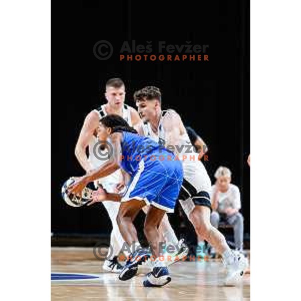 Luka Kures of Ilirija in action during OTP Bank League 2025/2026 basketball match between Ilirija and Terme Olimia Podcetrtek in Tivoli Hall, Ljubljana, Slovenia on September 26, 2025