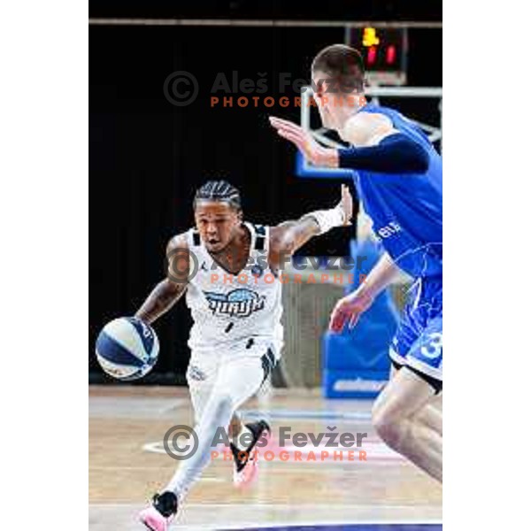 of Ilirija in action during OTP Bank League 2025/2026 basketball match between Ilirija and Terme Olimia Podcetrtek in Tivoli Hall, Ljubljana, Slovenia on September 26, 2025
