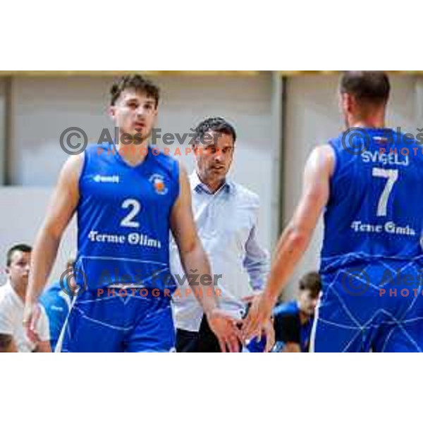 of Ilirija in action during OTP Bank League 2025/2026 basketball match between Ilirija and Terme Olimia Podcetrtek in Tivoli Hall, Ljubljana, Slovenia on September 26, 2025