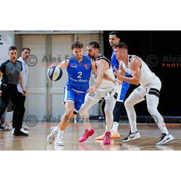 of Ilirija in action during OTP Bank League 2025/2026 basketball match between Ilirija and Terme Olimia Podcetrtek in Tivoli Hall, Ljubljana, Slovenia on September 26, 2025