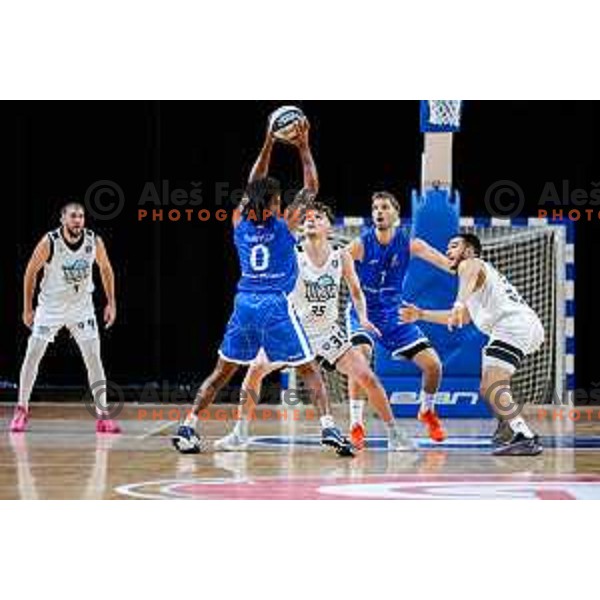 of Ilirija in action during OTP Bank League 2025/2026 basketball match between Ilirija and Terme Olimia Podcetrtek in Tivoli Hall, Ljubljana, Slovenia on September 26, 2025