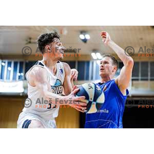 Luka Kures of Ilirija in action during OTP Bank League 2025/2026 basketball match between Ilirija and Terme Olimia Podcetrtek in Tivoli Hall, Ljubljana, Slovenia on September 26, 2025