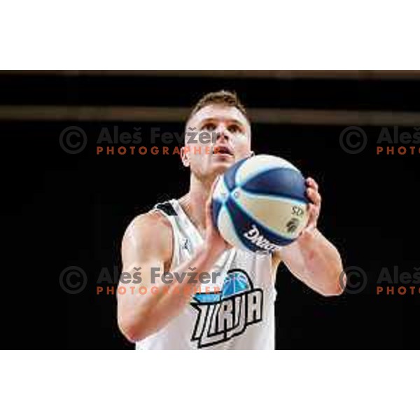 of Ilirija in action during OTP Bank League 2025/2026 basketball match between Ilirija and Terme Olimia Podcetrtek in Tivoli Hall, Ljubljana, Slovenia on September 26, 2025