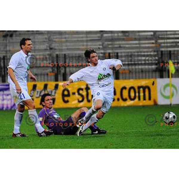 Pavlovic, Rezonja, Kacicnik at football match Maribor Pivovarna Lasko-Mik CM Celje, Prva liga Telekom Slovenije, played in Maribor 31.10.2008. Maribor won 2:1 