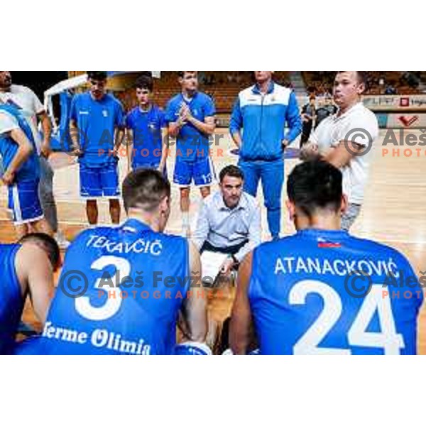 of Ilirija in action during OTP Bank League 2025/2026 basketball match between Ilirija and Terme Olimia Podcetrtek in Tivoli Hall, Ljubljana, Slovenia on September 26, 2025