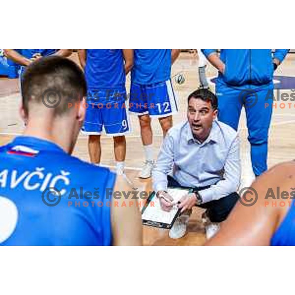 of Ilirija in action during OTP Bank League 2025/2026 basketball match between Ilirija and Terme Olimia Podcetrtek in Tivoli Hall, Ljubljana, Slovenia on September 26, 2025