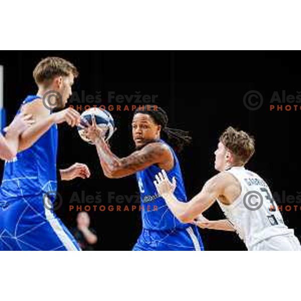 of Ilirija in action during OTP Bank League 2025/2026 basketball match between Ilirija and Terme Olimia Podcetrtek in Tivoli Hall, Ljubljana, Slovenia on September 26, 2025