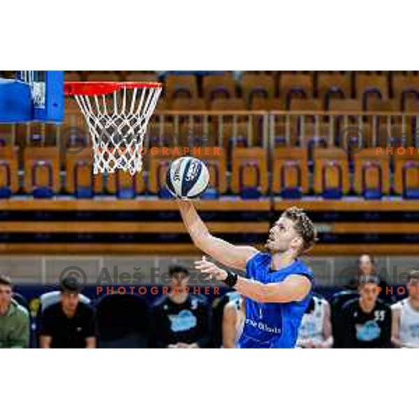of Ilirija in action during OTP Bank League 2025/2026 basketball match between Ilirija and Terme Olimia Podcetrtek in Tivoli Hall, Ljubljana, Slovenia on September 26, 2025