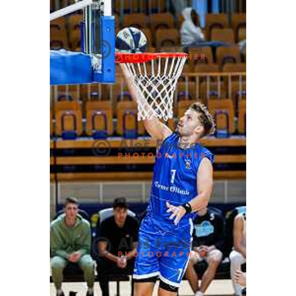 of Ilirija in action during OTP Bank League 2025/2026 basketball match between Ilirija and Terme Olimia Podcetrtek in Tivoli Hall, Ljubljana, Slovenia on September 26, 2025