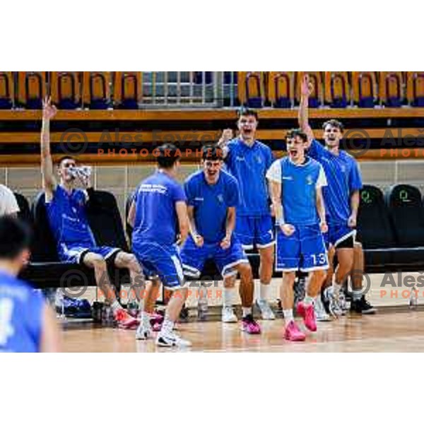 of Ilirija in action during OTP Bank League 2025/2026 basketball match between Ilirija and Terme Olimia Podcetrtek in Tivoli Hall, Ljubljana, Slovenia on September 26, 2025