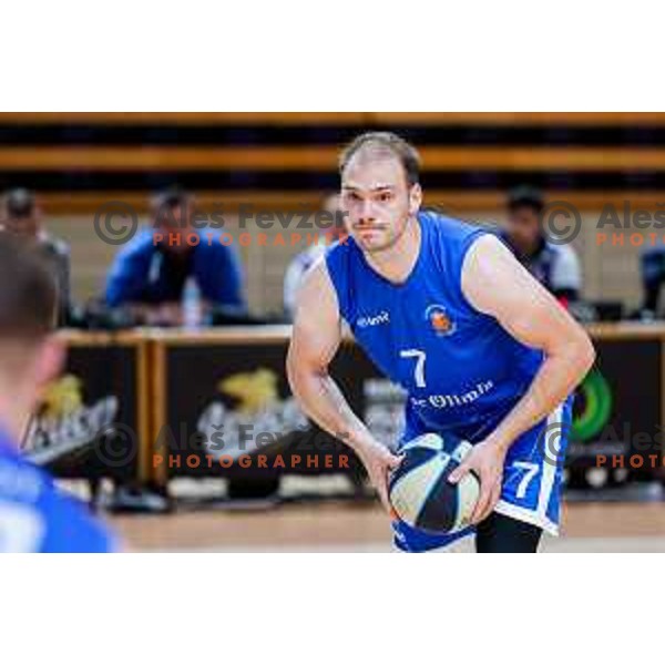 of Ilirija in action during OTP Bank League 2025/2026 basketball match between Ilirija and Terme Olimia Podcetrtek in Tivoli Hall, Ljubljana, Slovenia on September 26, 2025