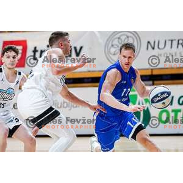 of Ilirija in action during OTP Bank League 2025/2026 basketball match between Ilirija and Terme Olimia Podcetrtek in Tivoli Hall, Ljubljana, Slovenia on September 26, 2025