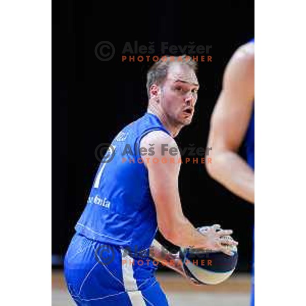 of Ilirija in action during OTP Bank League 2025/2026 basketball match between Ilirija and Terme Olimia Podcetrtek in Tivoli Hall, Ljubljana, Slovenia on September 26, 2025