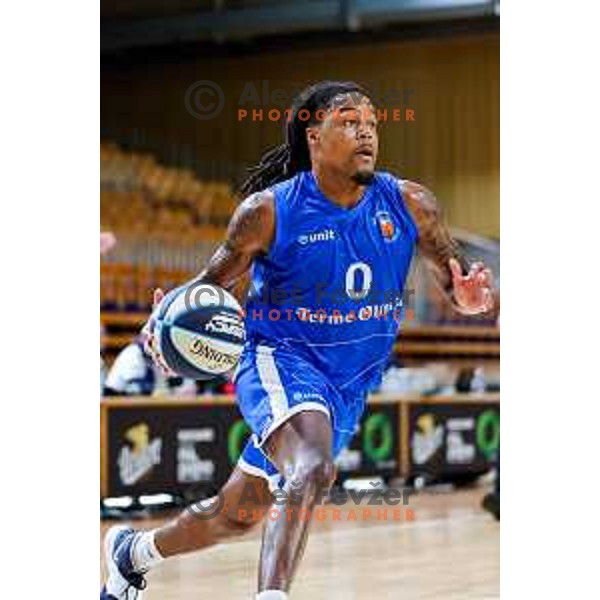 of Ilirija in action during OTP Bank League 2025/2026 basketball match between Ilirija and Terme Olimia Podcetrtek in Tivoli Hall, Ljubljana, Slovenia on September 26, 2025