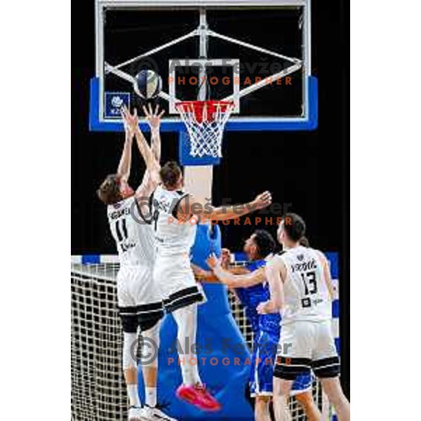 of Ilirija in action during OTP Bank League 2025/2026 basketball match between Ilirija and Terme Olimia Podcetrtek in Tivoli Hall, Ljubljana, Slovenia on September 26, 2025