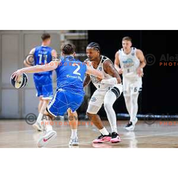of Ilirija in action during OTP Bank League 2025/2026 basketball match between Ilirija and Terme Olimia Podcetrtek in Tivoli Hall, Ljubljana, Slovenia on September 26, 2025
