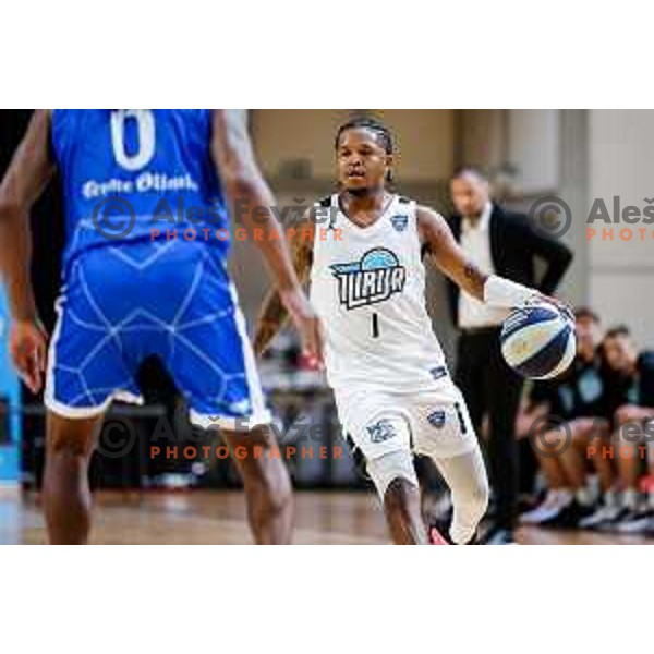 of Ilirija in action during OTP Bank League 2025/2026 basketball match between Ilirija and Terme Olimia Podcetrtek in Tivoli Hall, Ljubljana, Slovenia on September 26, 2025