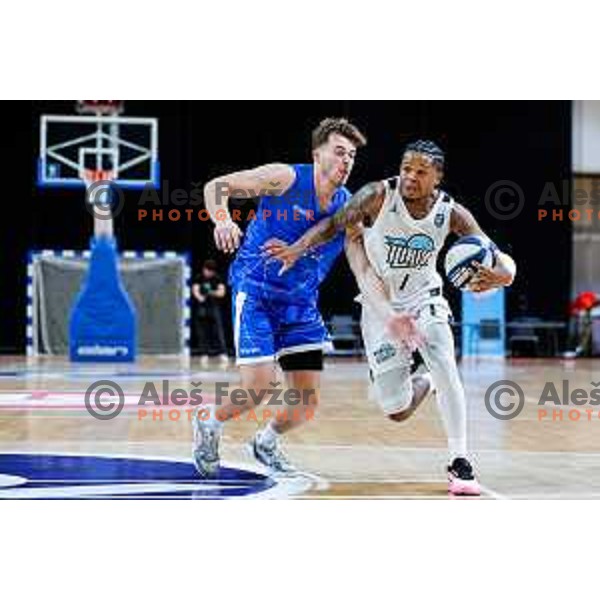 of Ilirija in action during OTP Bank League 2025/2026 basketball match between Ilirija and Terme Olimia Podcetrtek in Tivoli Hall, Ljubljana, Slovenia on September 26, 2025