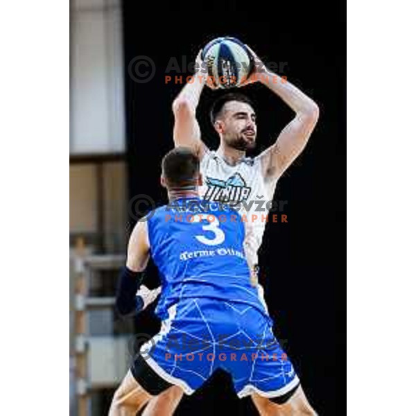 of Ilirija in action during OTP Bank League 2025/2026 basketball match between Ilirija and Terme Olimia Podcetrtek in Tivoli Hall, Ljubljana, Slovenia on September 26, 2025